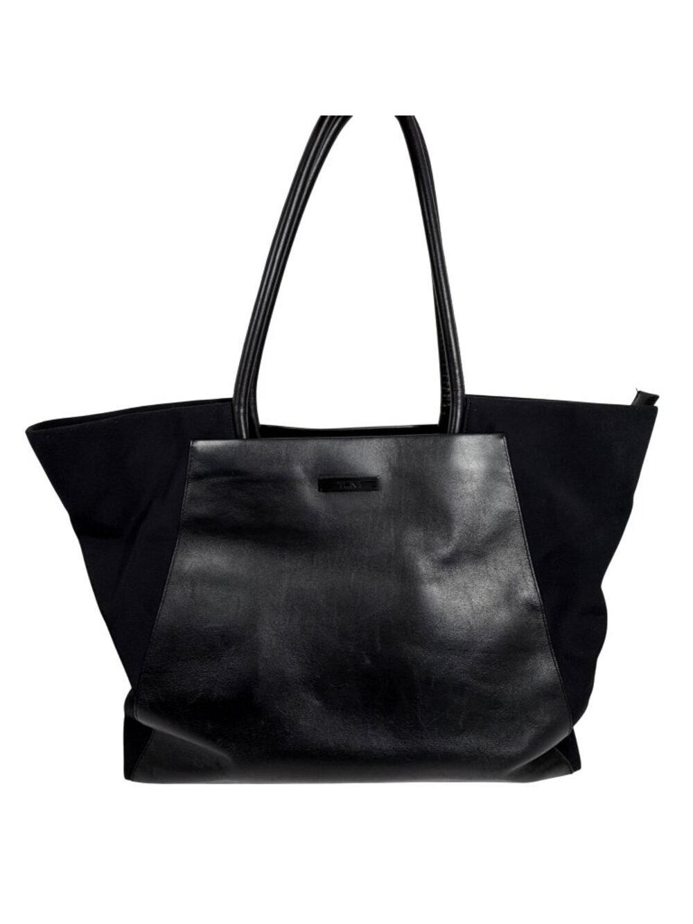 Tumi Black Leather & Neoprene Large Everyday Shoulder Tote Bag